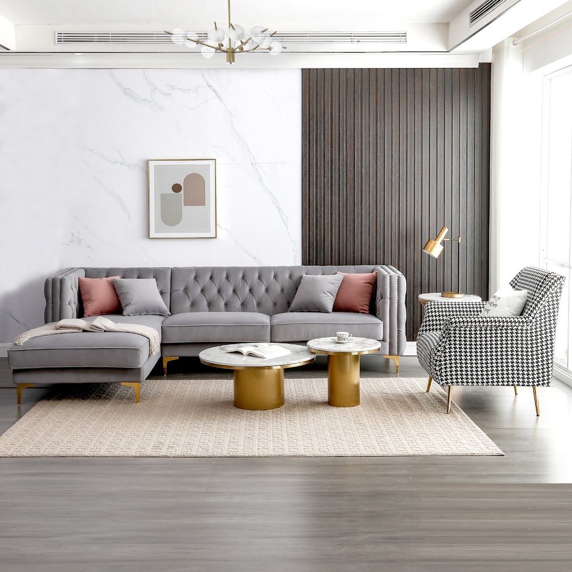 轻奢风带妃位拉扣沙发