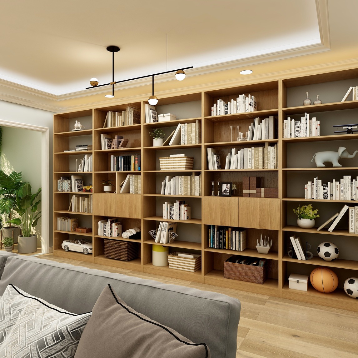 整面墙书柜 收纳 颜值我都要 - 师夏设计效果图 - 每平每屋·设计家