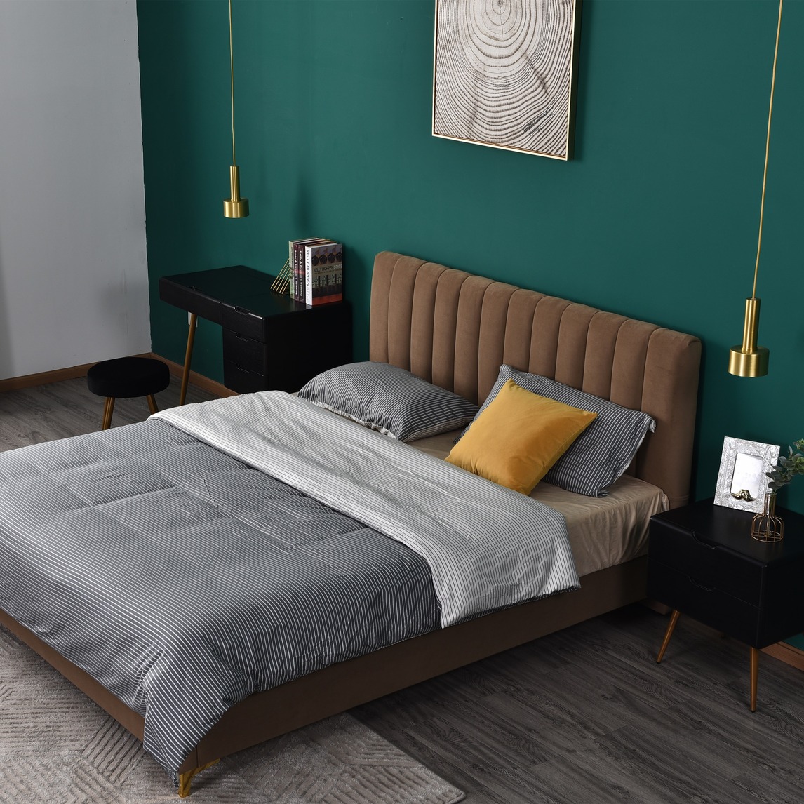 简约现代风丝绒软床 - 雅然居家居设计效果图 - 每平每屋·设计家