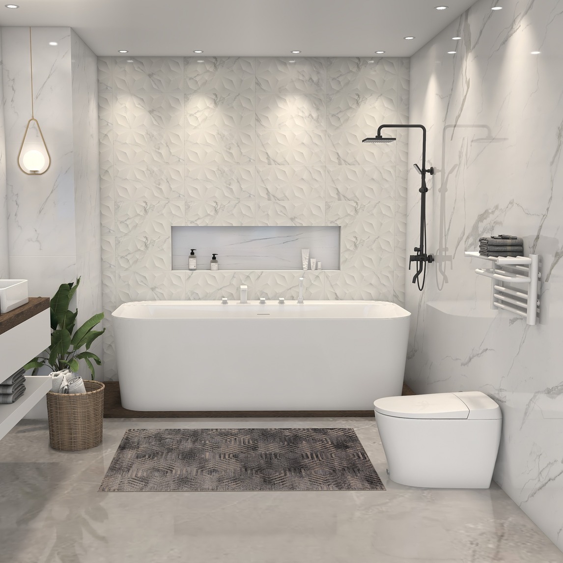 带浴缸的卫生间设计也能恰到好处