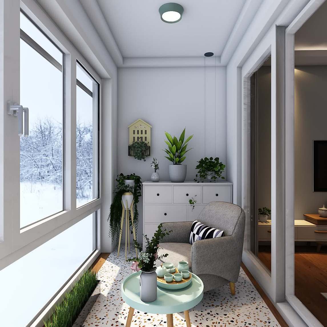 北欧风阳台,慵懒又舒适 - 儿童房软装搭配设计效果图 - 每平每屋