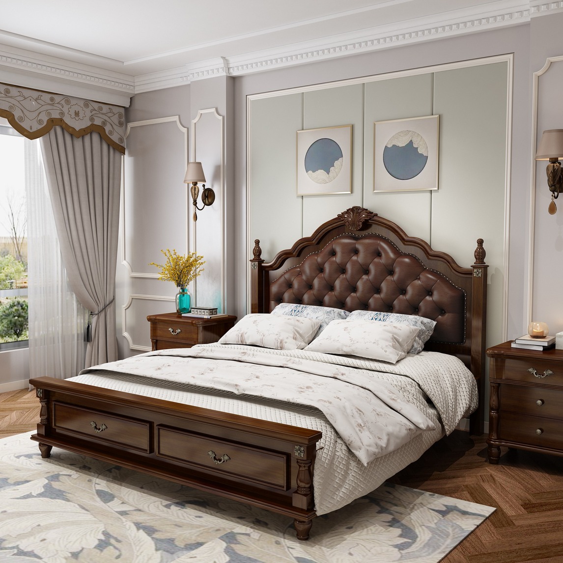 美式实木床小美风格