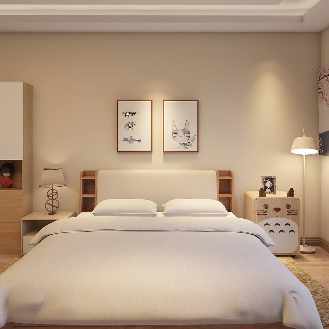 日式暖调卧室,轻松分担卧室压力 - 玲奈是个生活家设计效果图 - 每平