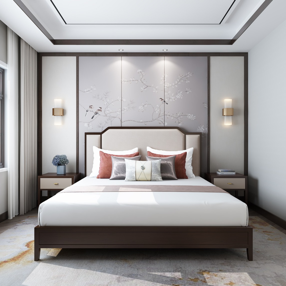 新中式卧室床 - 丽维拉家具设计效果图 - 每平每屋·设计家