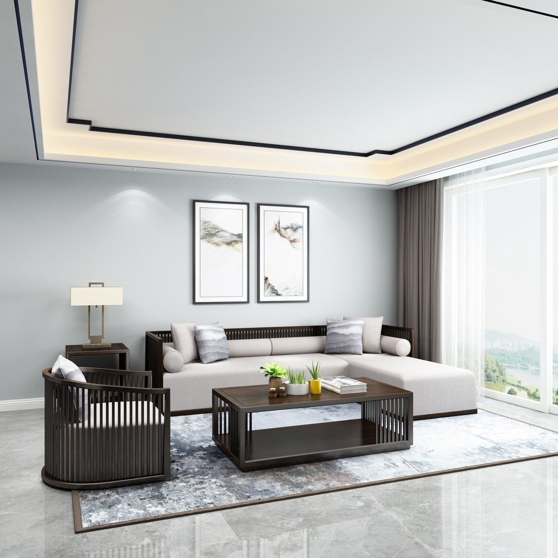 新中式沙发 - 丽维拉家具设计效果图 - 每平每屋·设计家