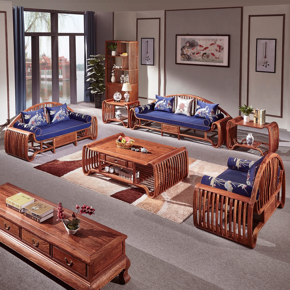 中式现代古典客厅家具组合