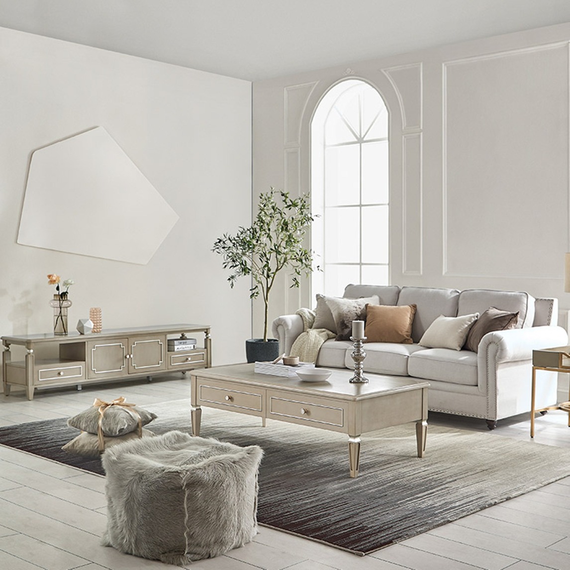 优秀作品 打造精致轻奢风的美式客厅dreamers 设计师说: 客厅家具以