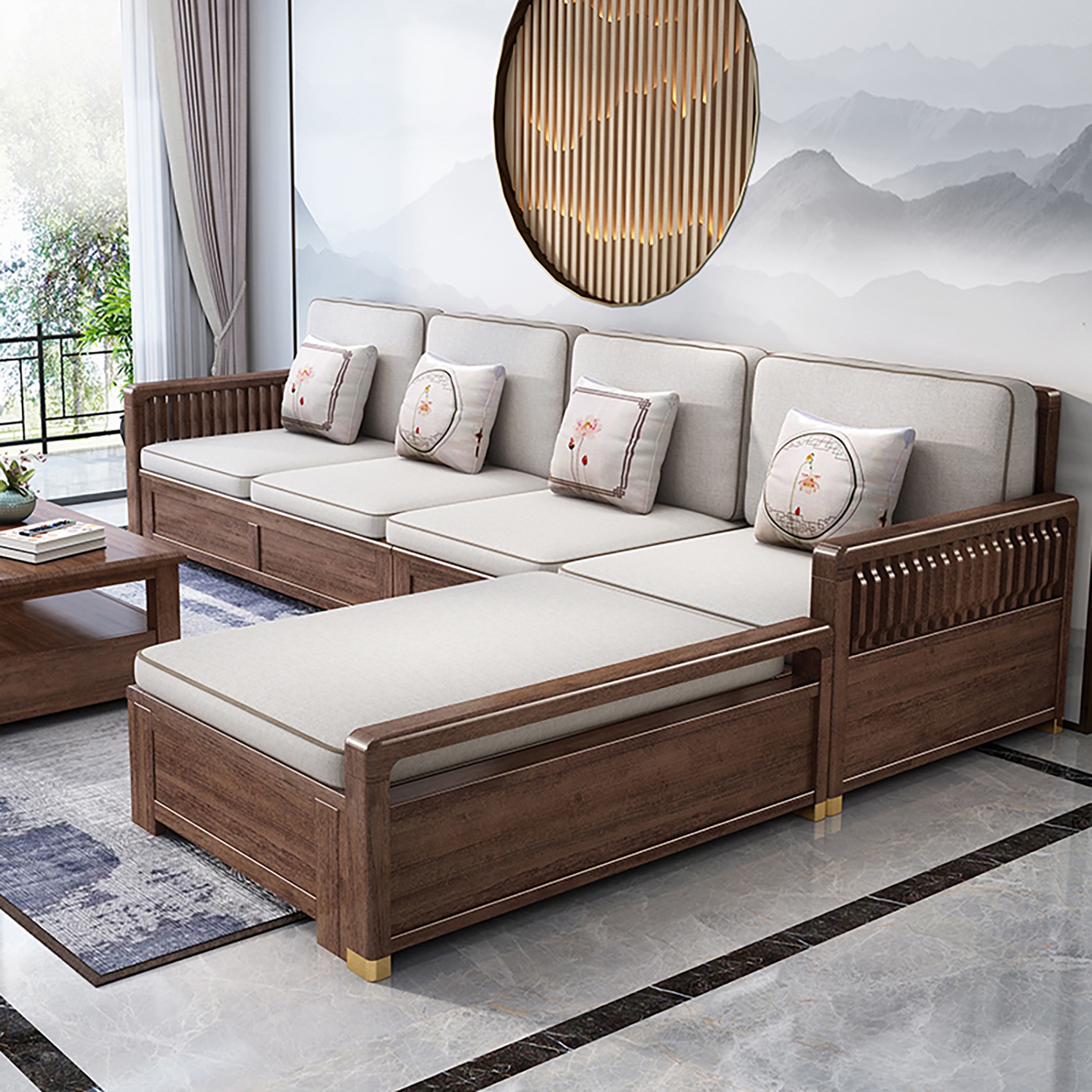 新中式客厅实木沙发