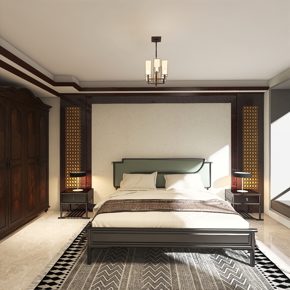 优梵艺术新中式经典卧室空间