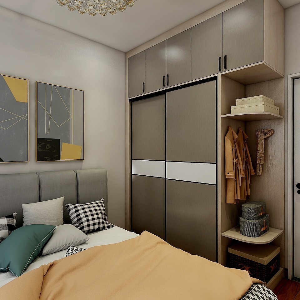 灰白拼接衣柜,丰富空间层次感 - 莱茵艾格重庆上海城店设计效果图