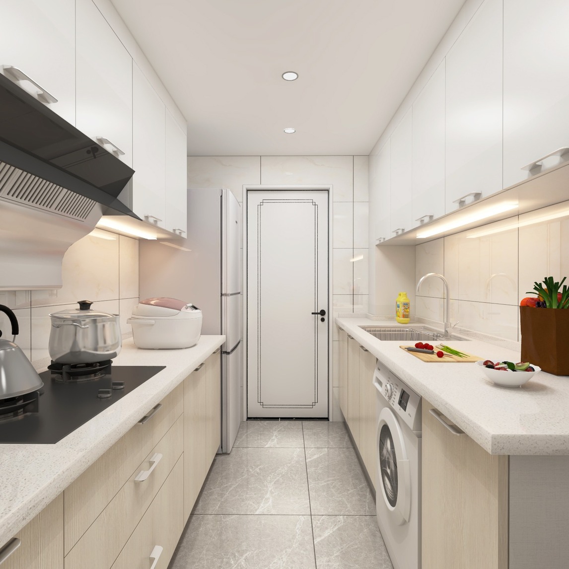 二字型小厨房的巧思 - 志**店设计效果图 - 每平每屋·设计家