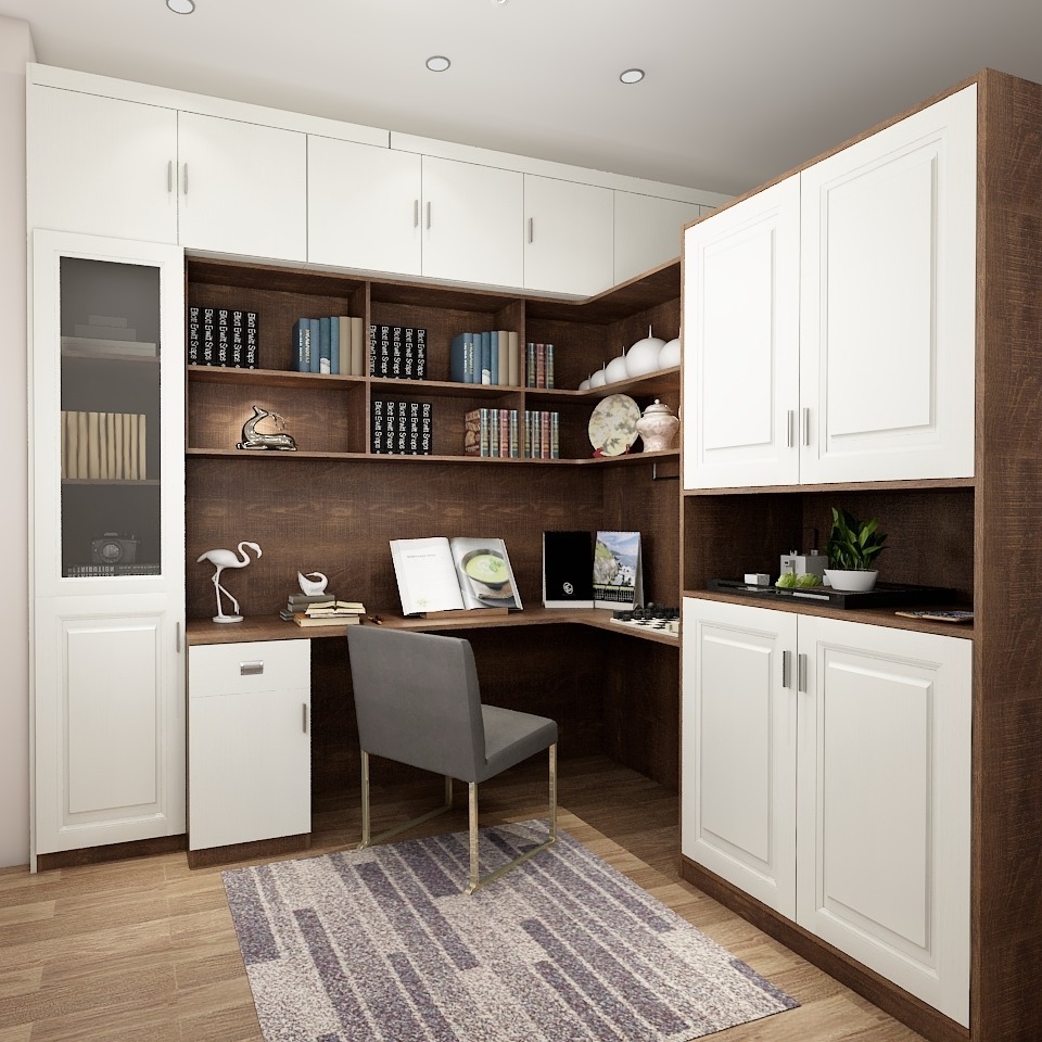 大面积木质书柜,营造温馨氛围 - 百得胜广州店设计效果图 - 每平每屋