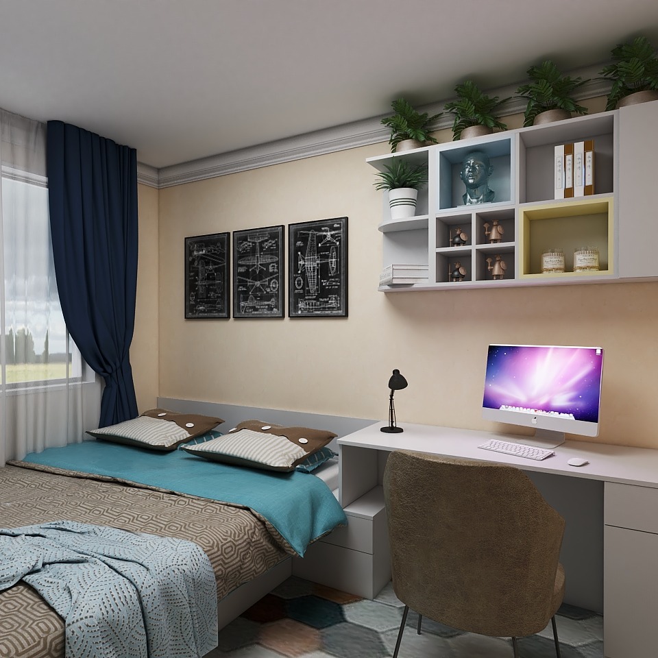 巧妙利用墙面设计,打造惬意卧室置物架 - 瀚美居郑州(红星店)设计效果