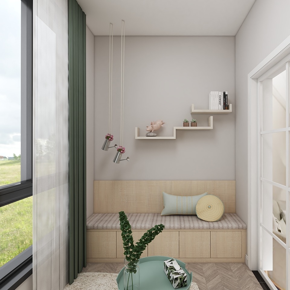 阳台做个卡座,既是休闲区也是储物利器 - 蒂诺一龙溪店设计效果图