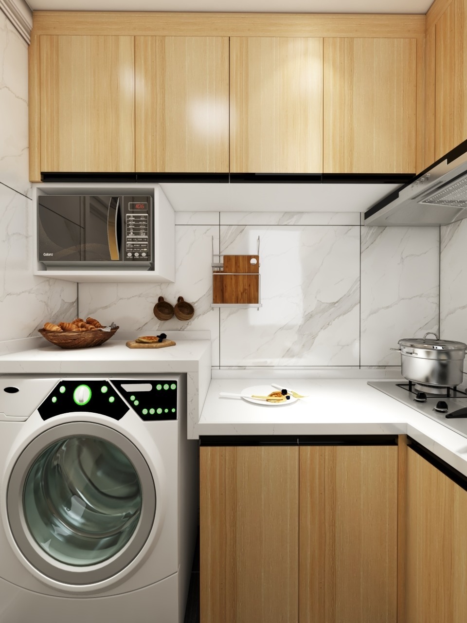 木质感的橱柜,有一种自然的纯美