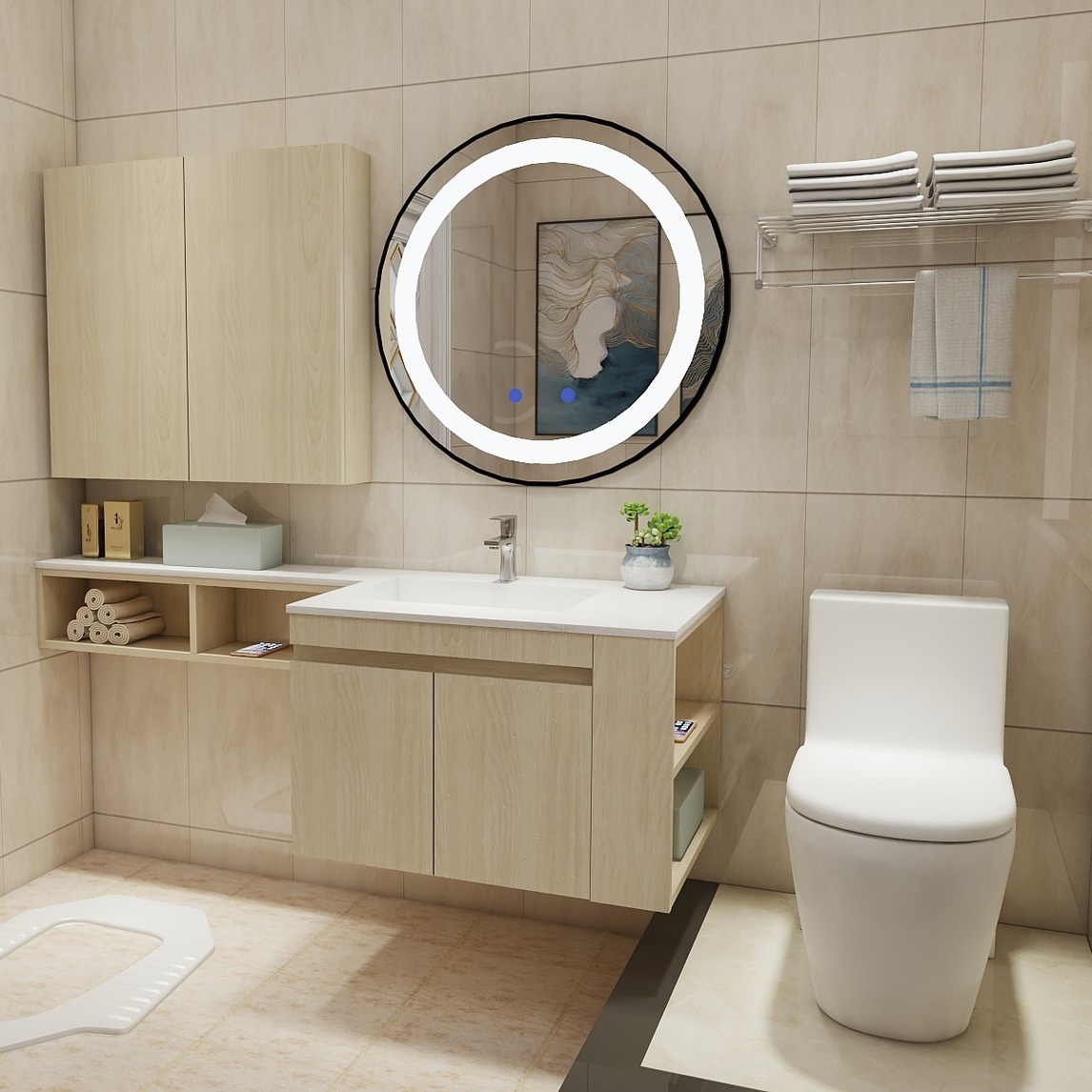 原木风卫生间,上厕所都是小清新 - 华廷熙泰全屋定制:潮州店设计效果