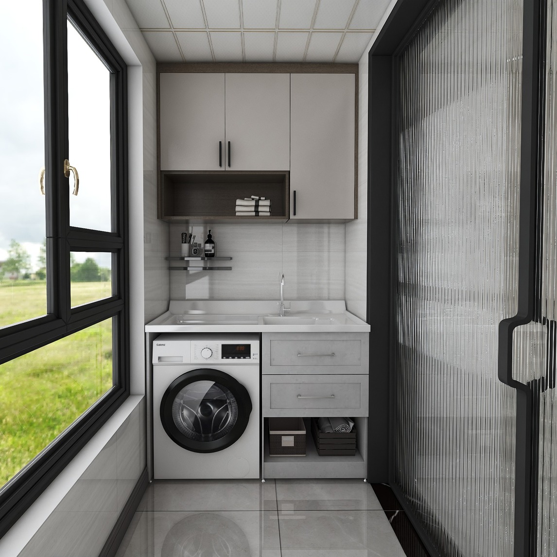 阳台家务区这么设计,住二十年不会后悔 - 莫干山全屋定制设计效果图