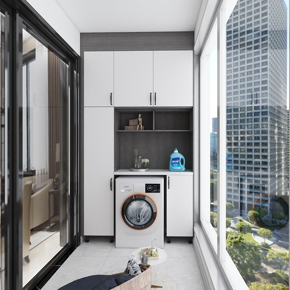 阳台定制洗衣柜,整齐利落 - 蒂诺一龙溪店设计效果图 - 每平每屋