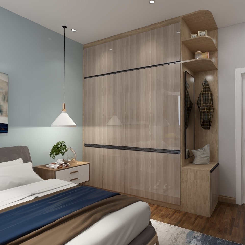 原木风定制衣柜,是家也是自然 - 米格兰家具:米格兰门店设计效果图