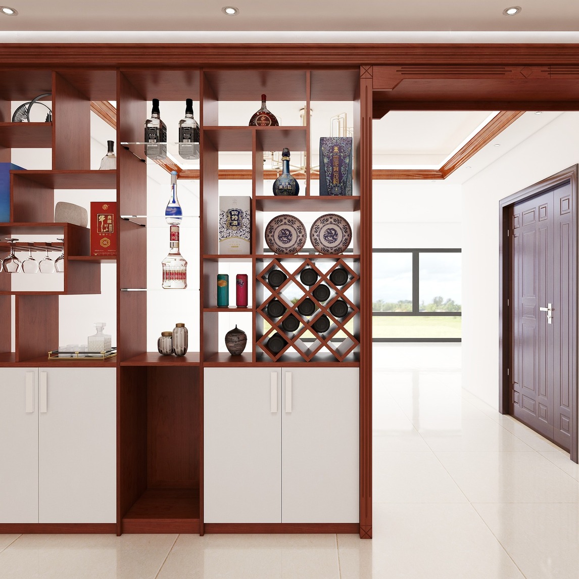 玄关柜做镂空设计,满满的生活格调 - 莱茵艾格重庆上海城店设计效果图