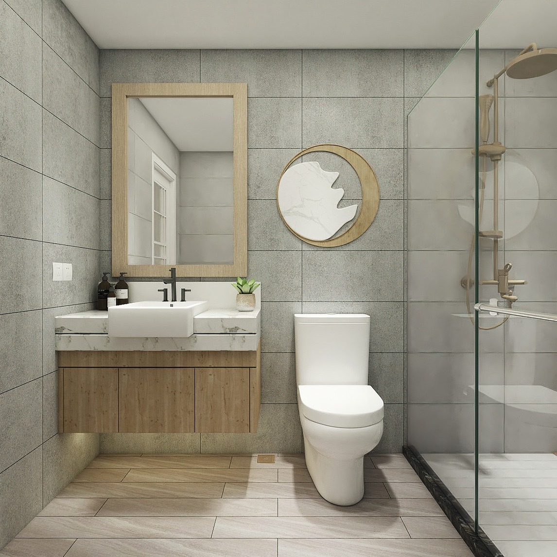 一字型干湿分离卫生间清爽又好看