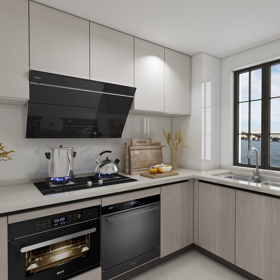 简约奶茶色系厨房,是家居博主的最爱了 - 杭州欧派橱柜 江南店设计