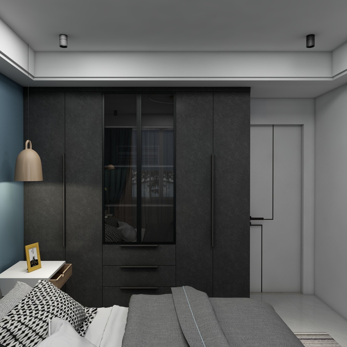 定制全黑衣柜,感受高级黑的深沉