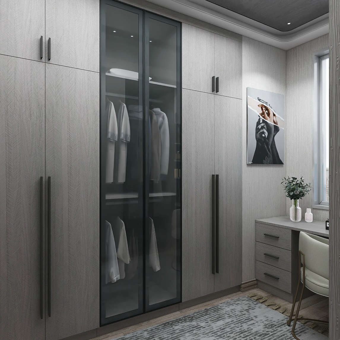 简约灰衣柜让卧室拥有纯净视觉