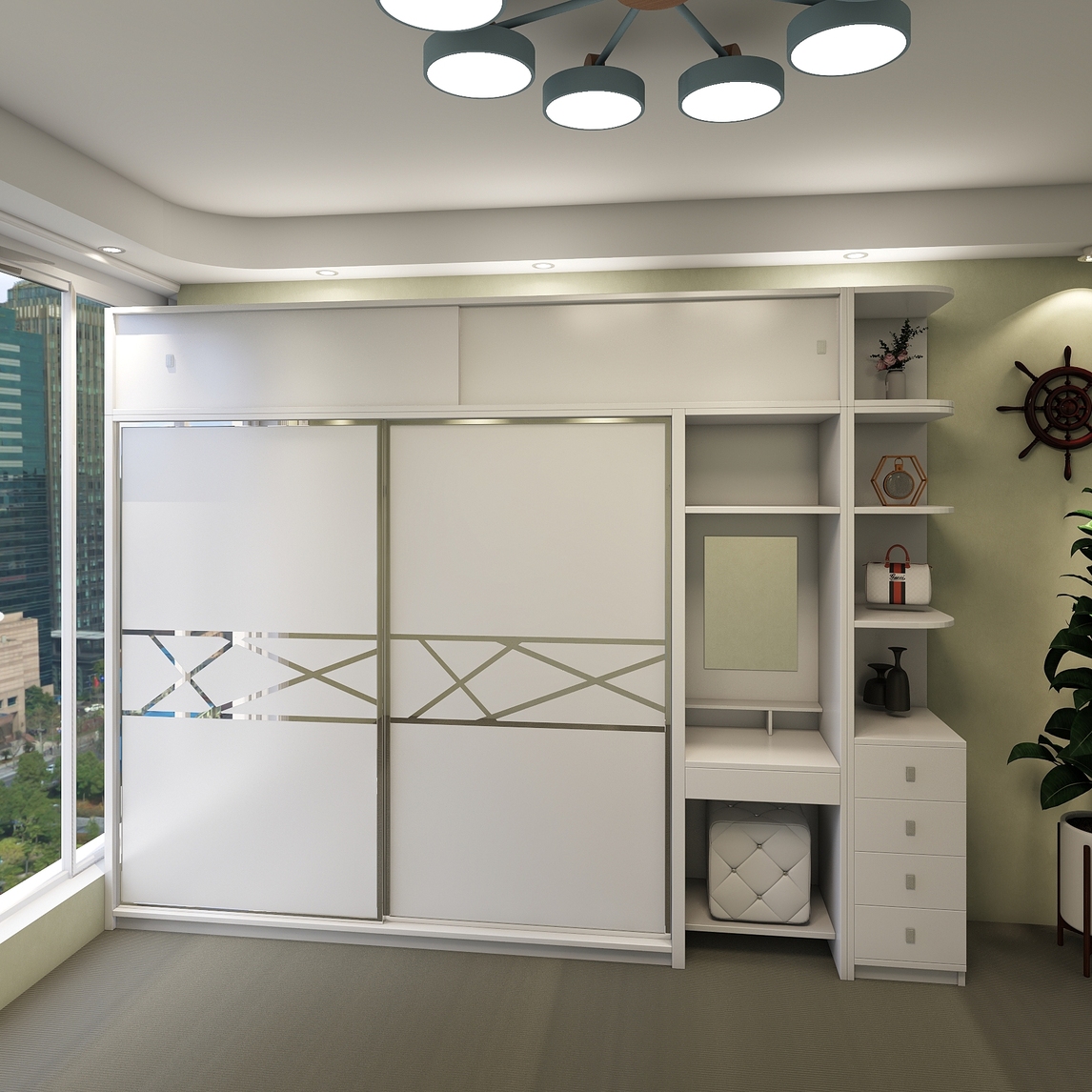 钢琴烤漆推拉门大衣柜