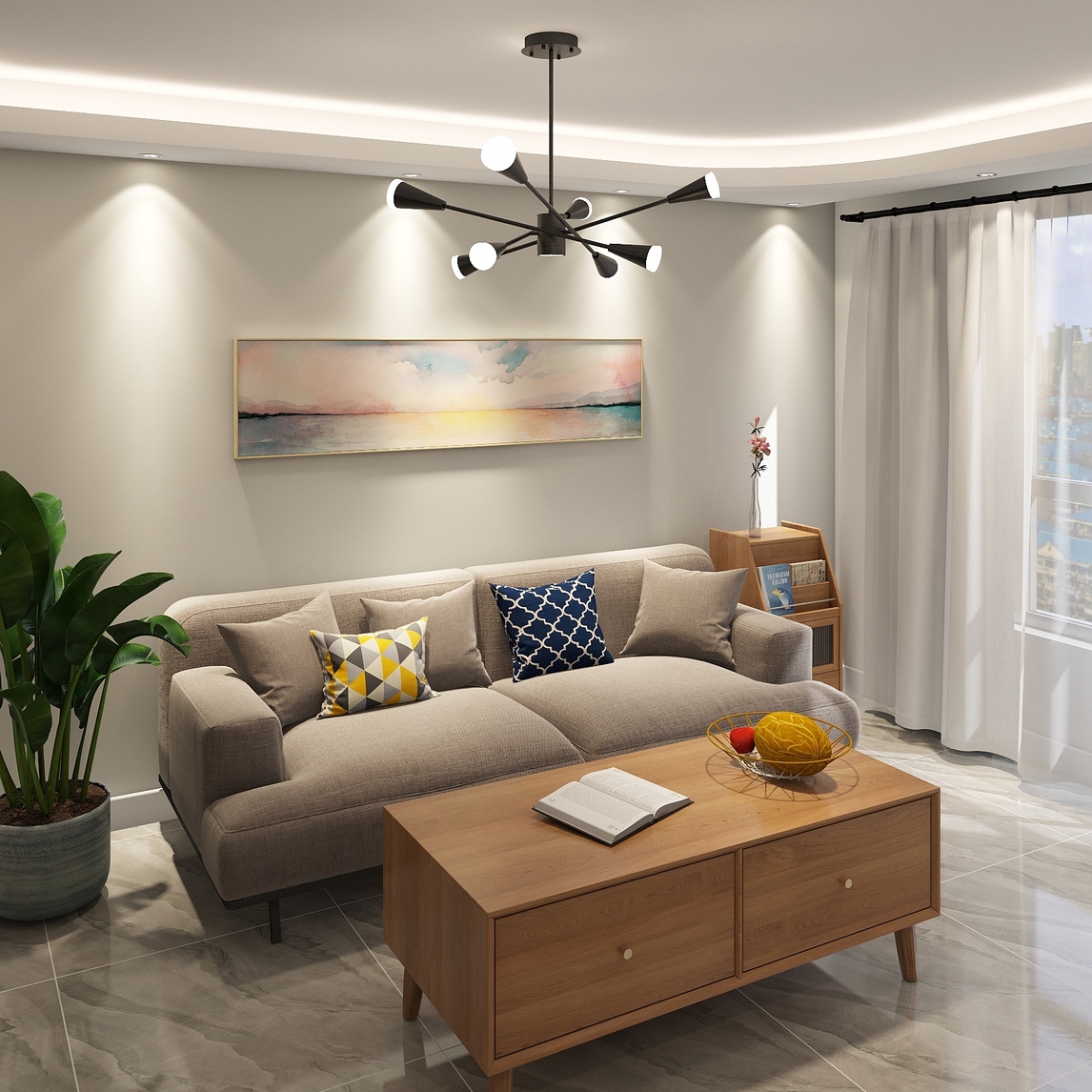 慵懒文艺ins风客厅 - 品创家居设计效果图 - 每平每屋·设计家