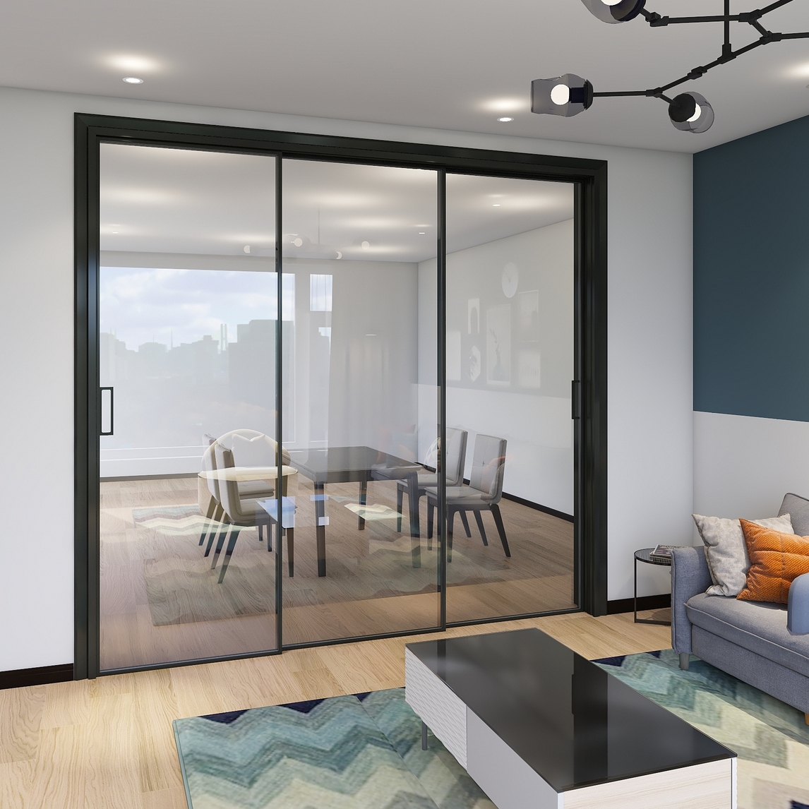 客厅三联动极窄推拉移门