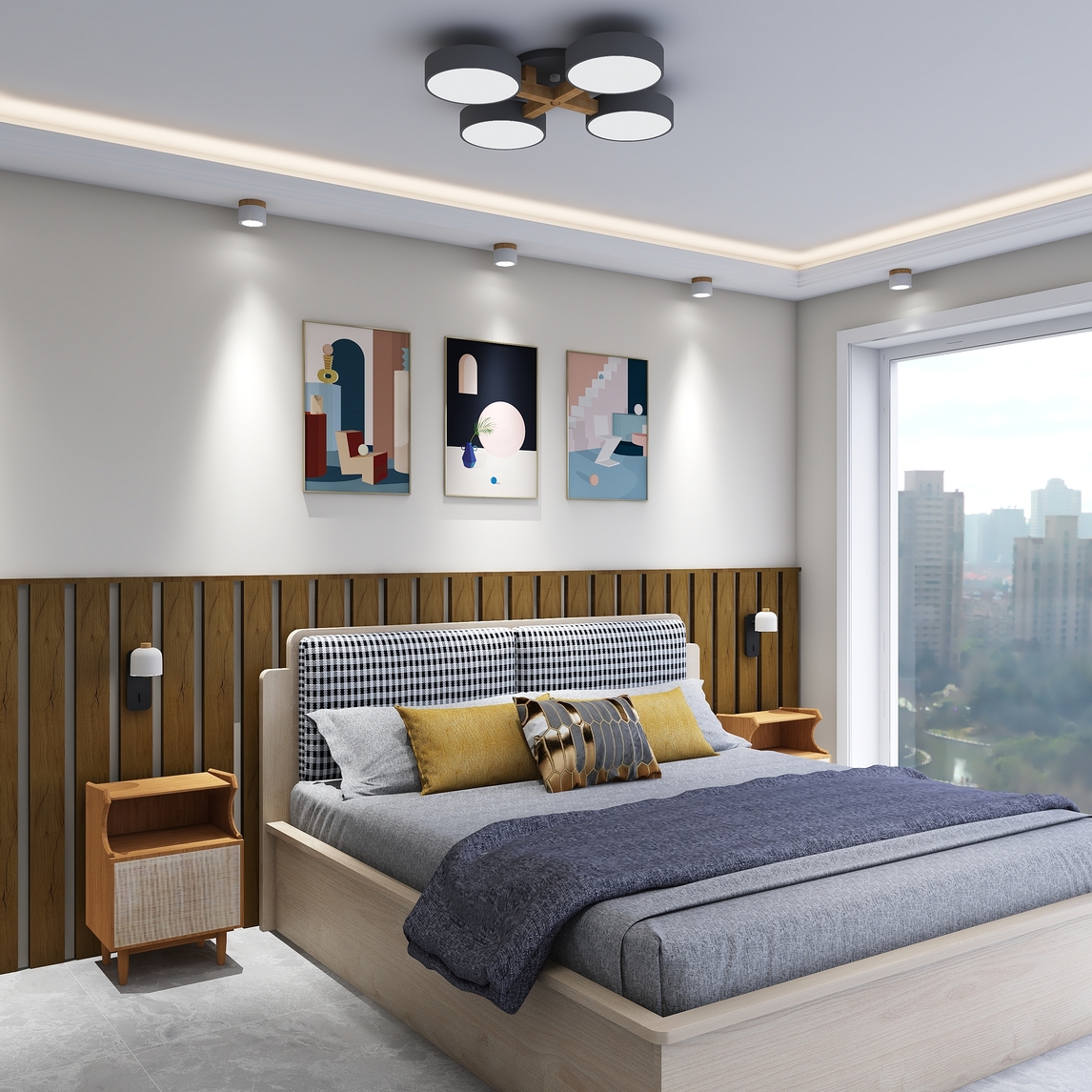 北欧轻奢风年轻人的卧室搭配