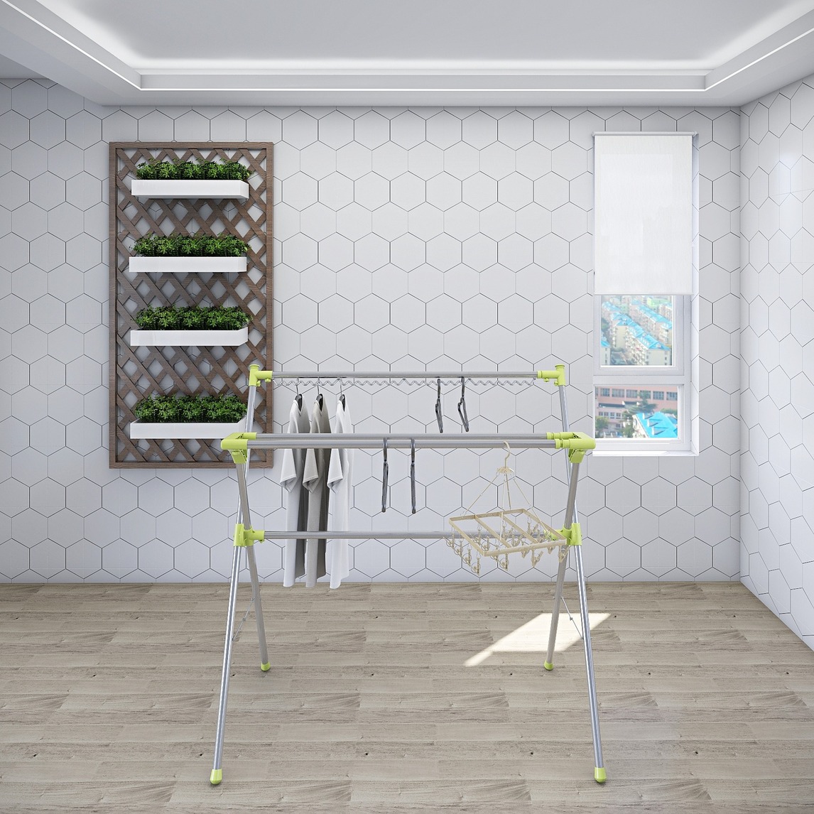 阳台下层空间怎么用?落地晾架了解一下