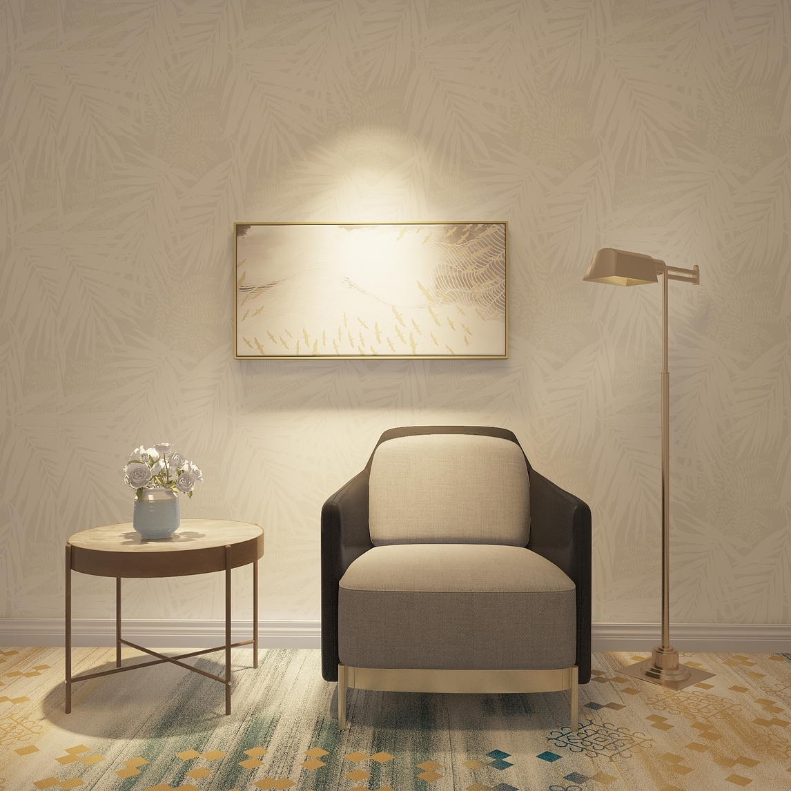 优梵艺术北欧客厅 - 千雪奈青设计效果图 - 每平每屋·设计家