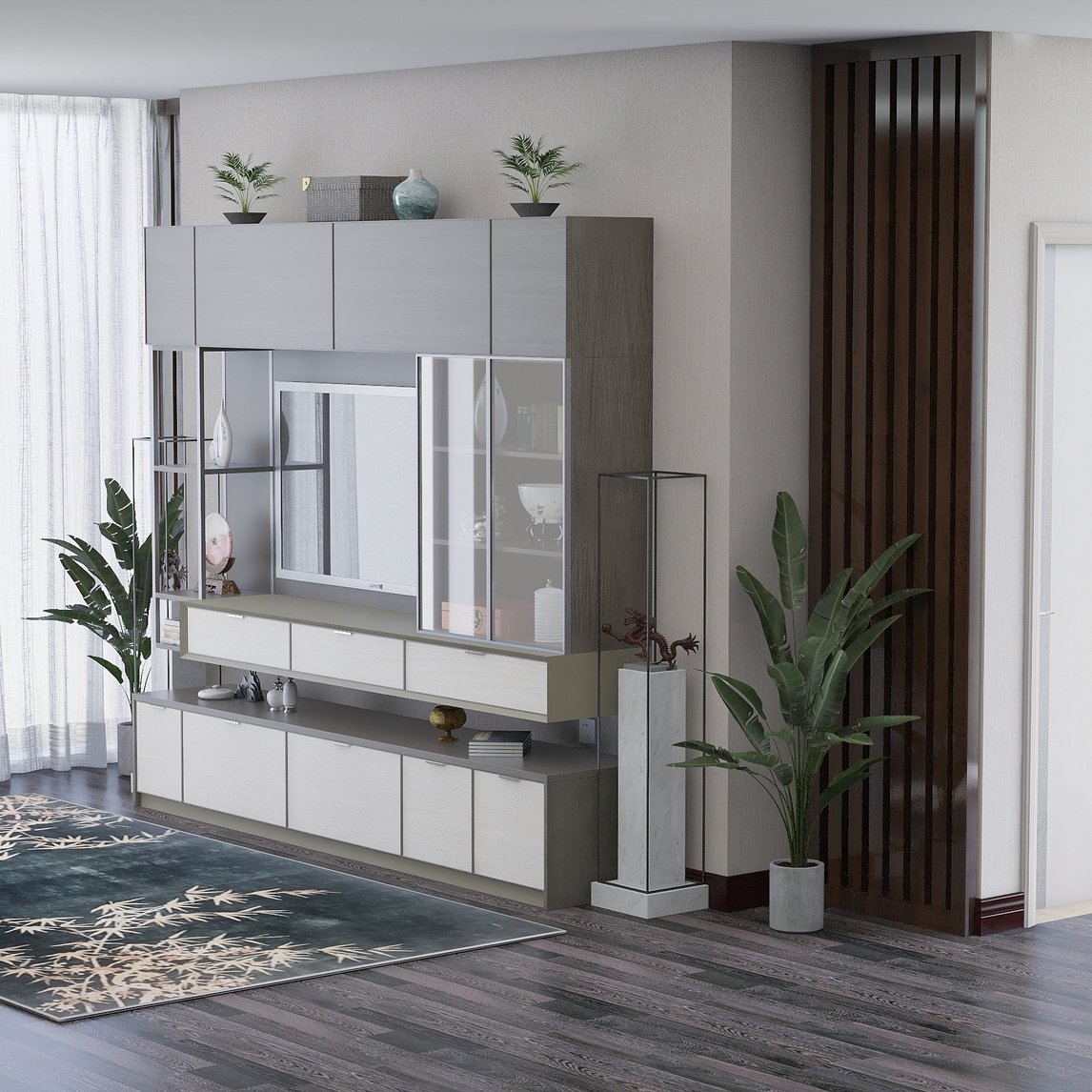 新中式电视柜不对称也是一种美