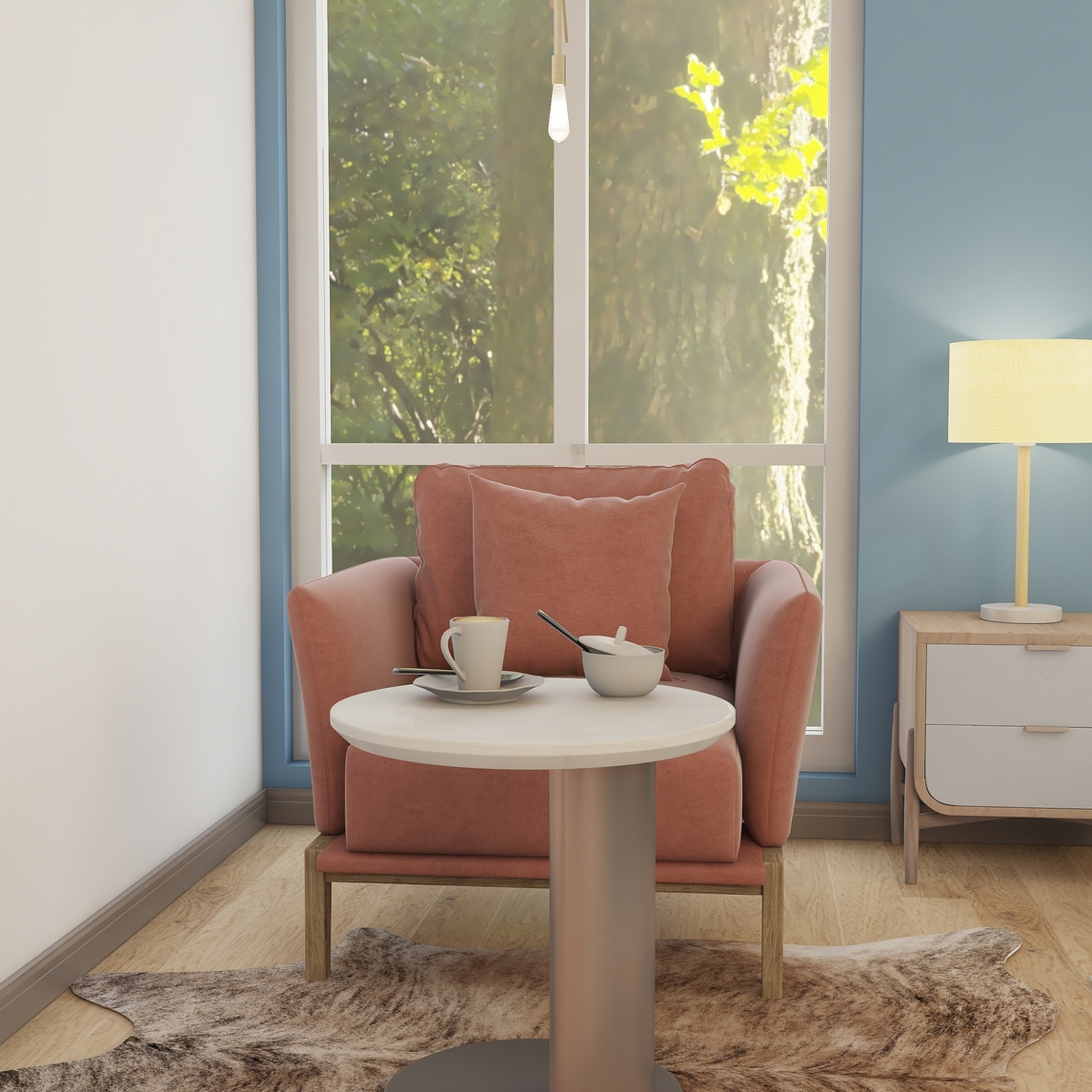 优梵艺术卧室一角