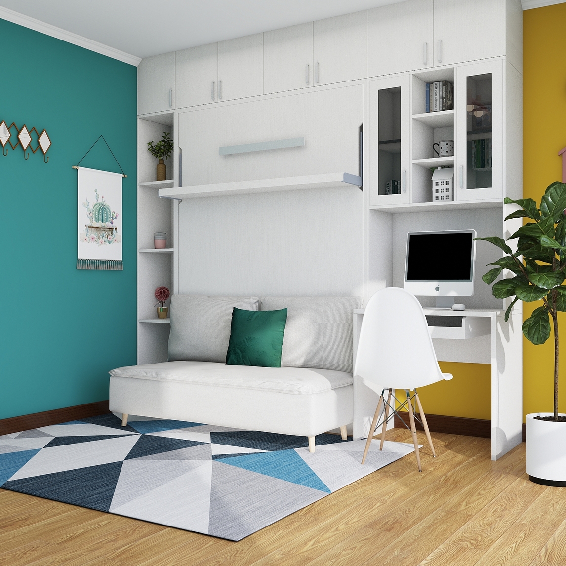 儿童房书房书桌式隐形床