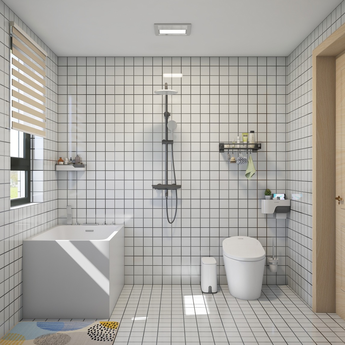 家庭卫生间带浴缸设计实景图_装信通网效果图