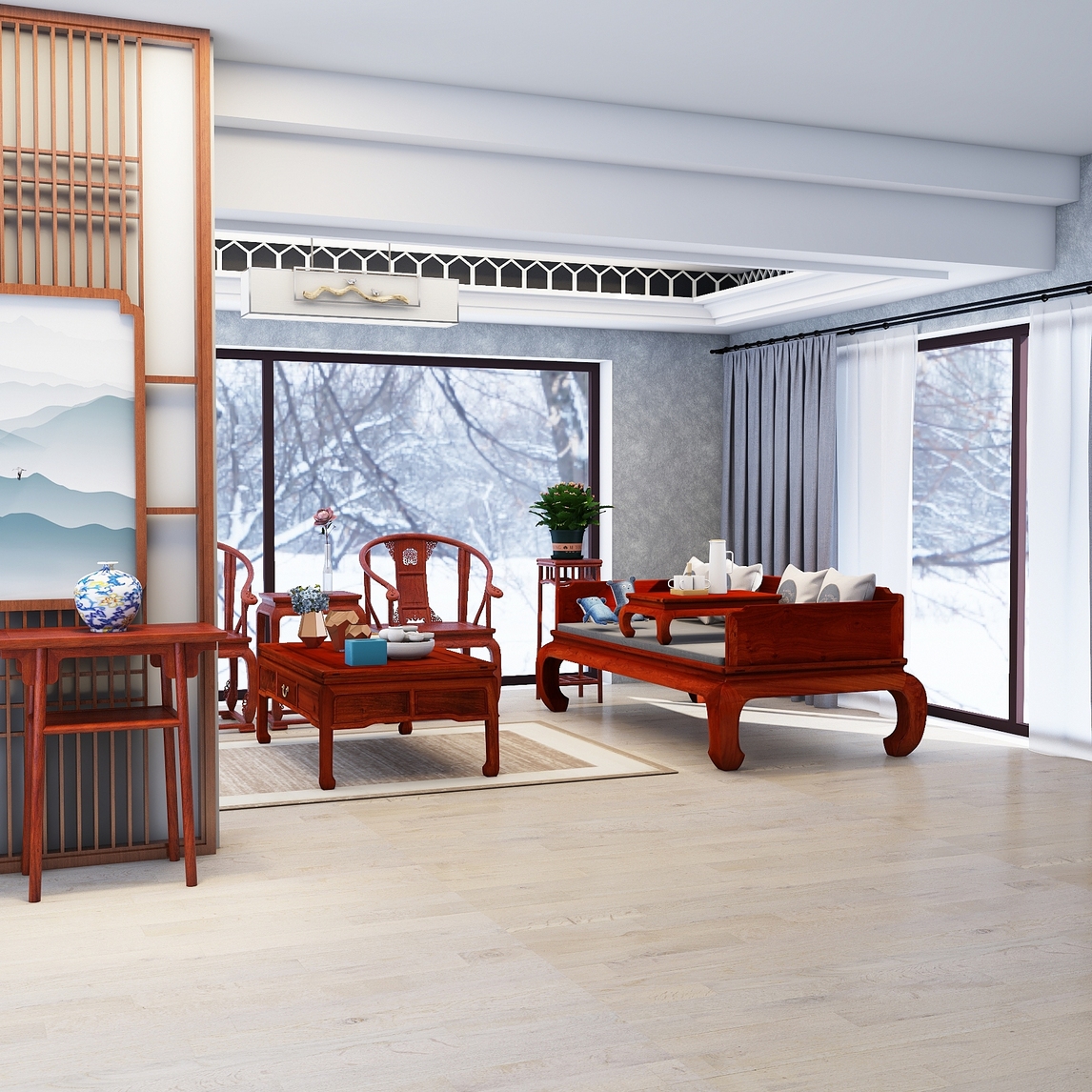 高居明作客厅之韵在于雅