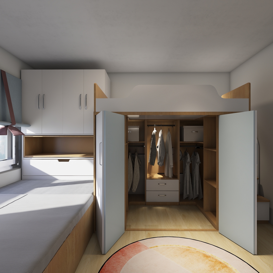 利用上层空间，小房间也能放两张床 - 设计师2879设计效果图 - 每平每屋·设计家