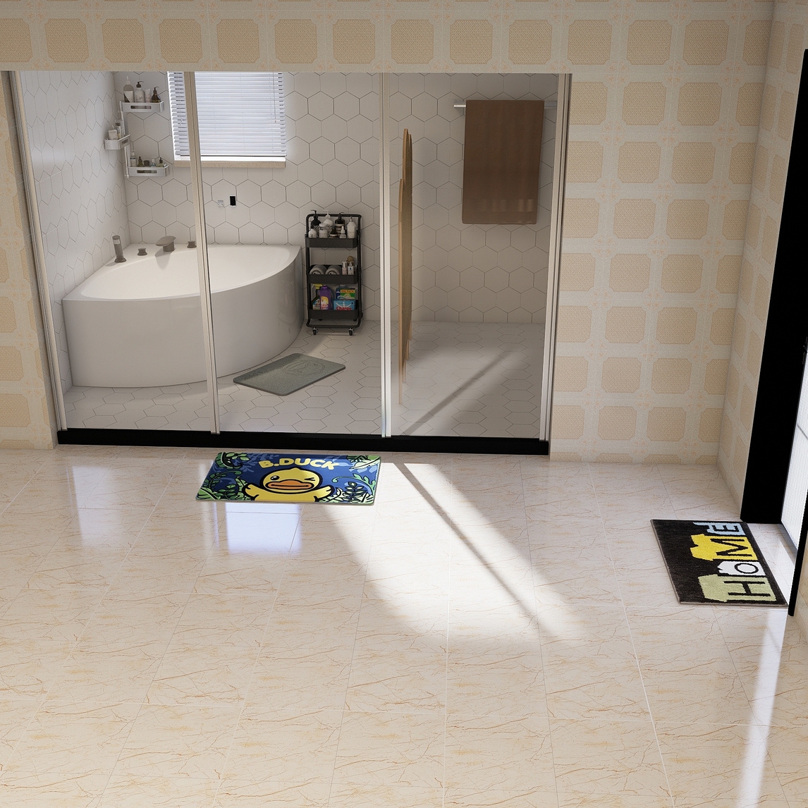 浴室防滑打造日式卫生间,享受舒适放松.