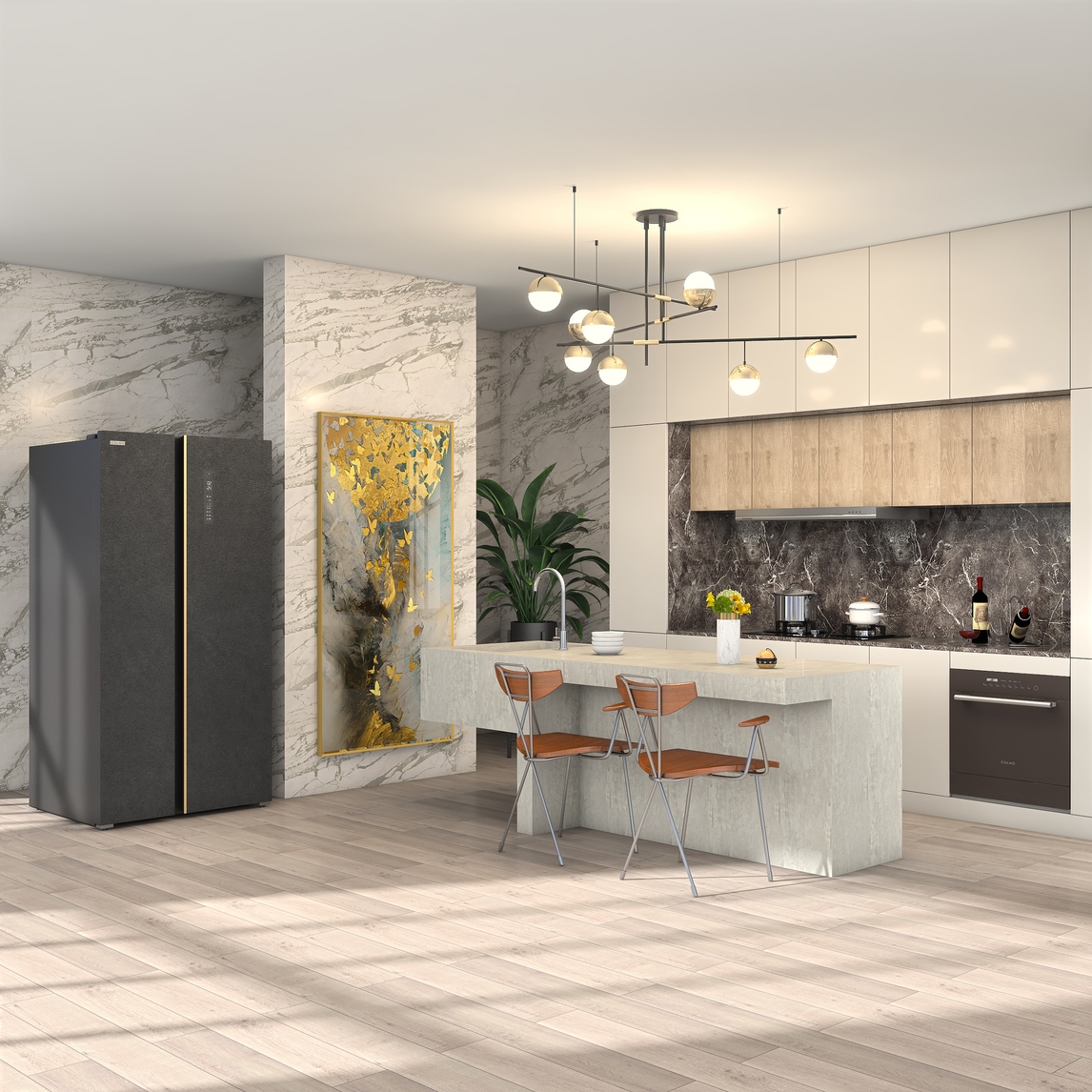 开放式厨房的焦点轻奢主义的明星产品