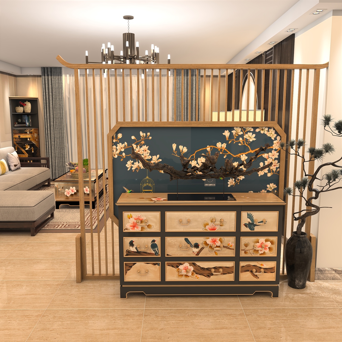 大师彩绘工艺 新中式家具