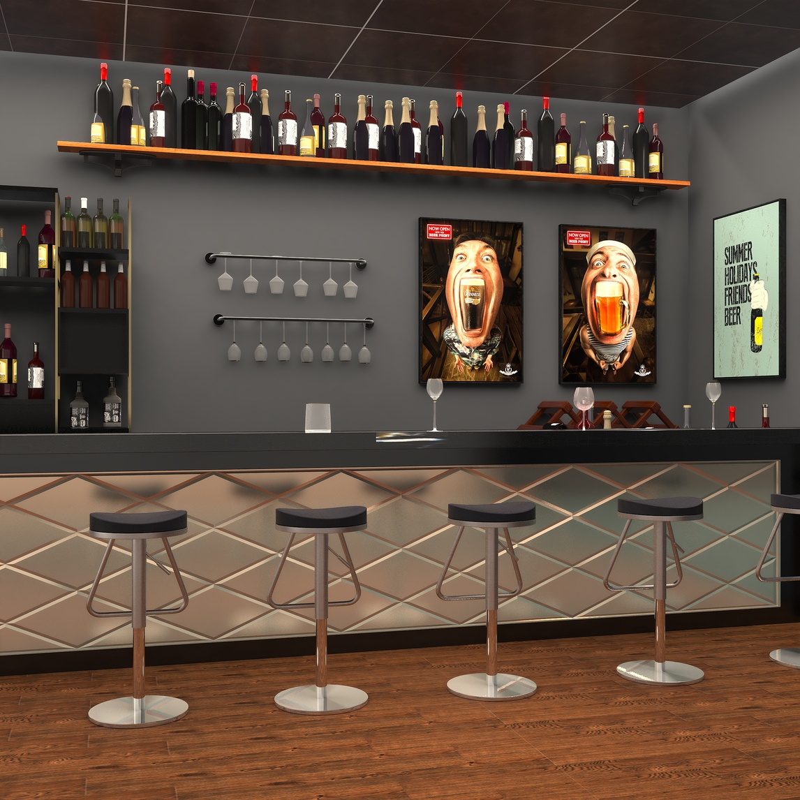 酒吧挂画工业风烧烤店墙面装饰创意装饰画