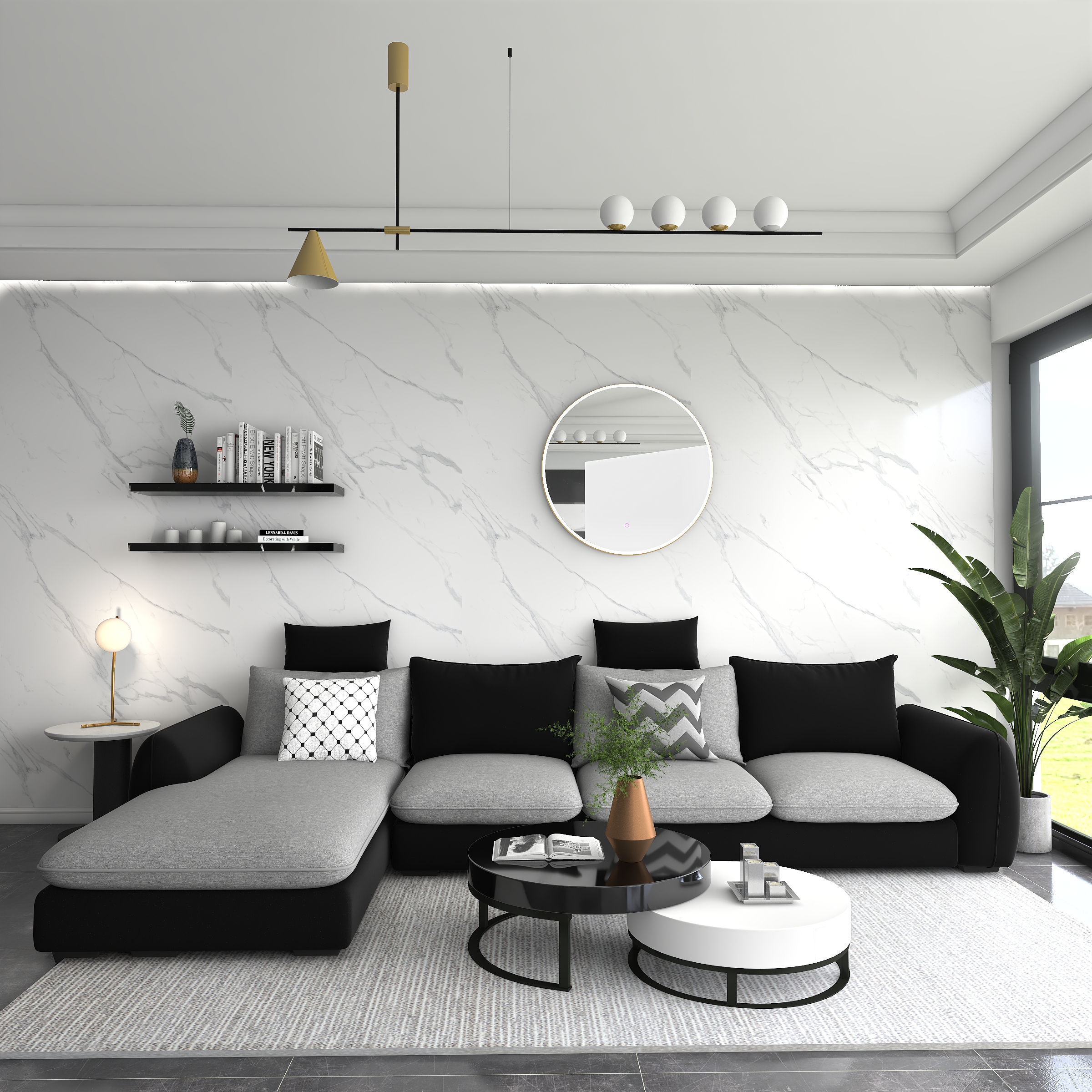 黑白灰搭配沙发效果图图片