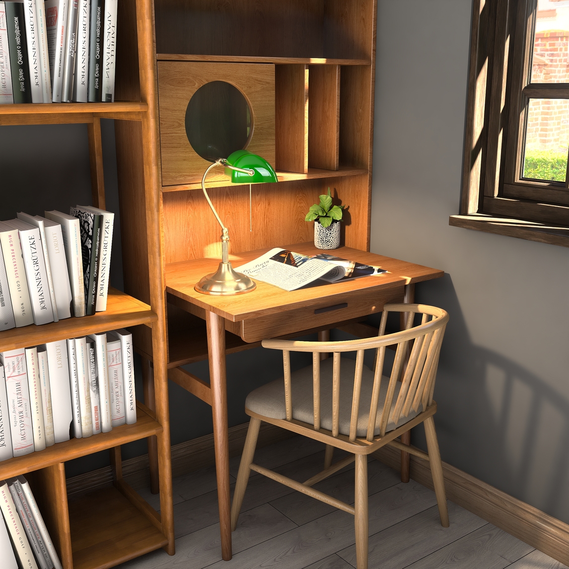 北欧轻复古书房一角