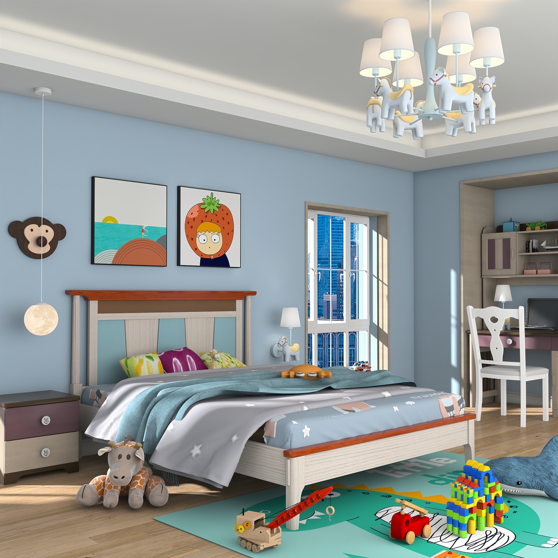 蓝色小男孩儿童房 - 巧妙有度2020设计效果图 - 每平每屋·设计家