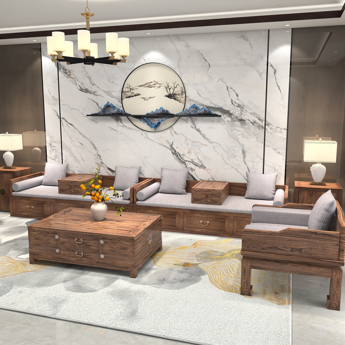 新中式客厅,禅意只需这样的家具就有了斑马设计 设计师说: 新中式风格