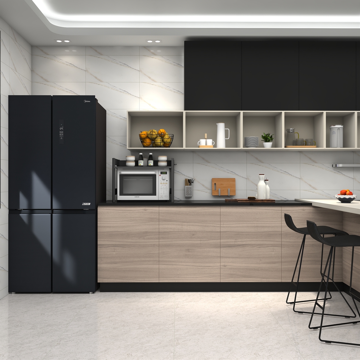 北欧优雅风厨房 离不开除菌净味高颜冰箱