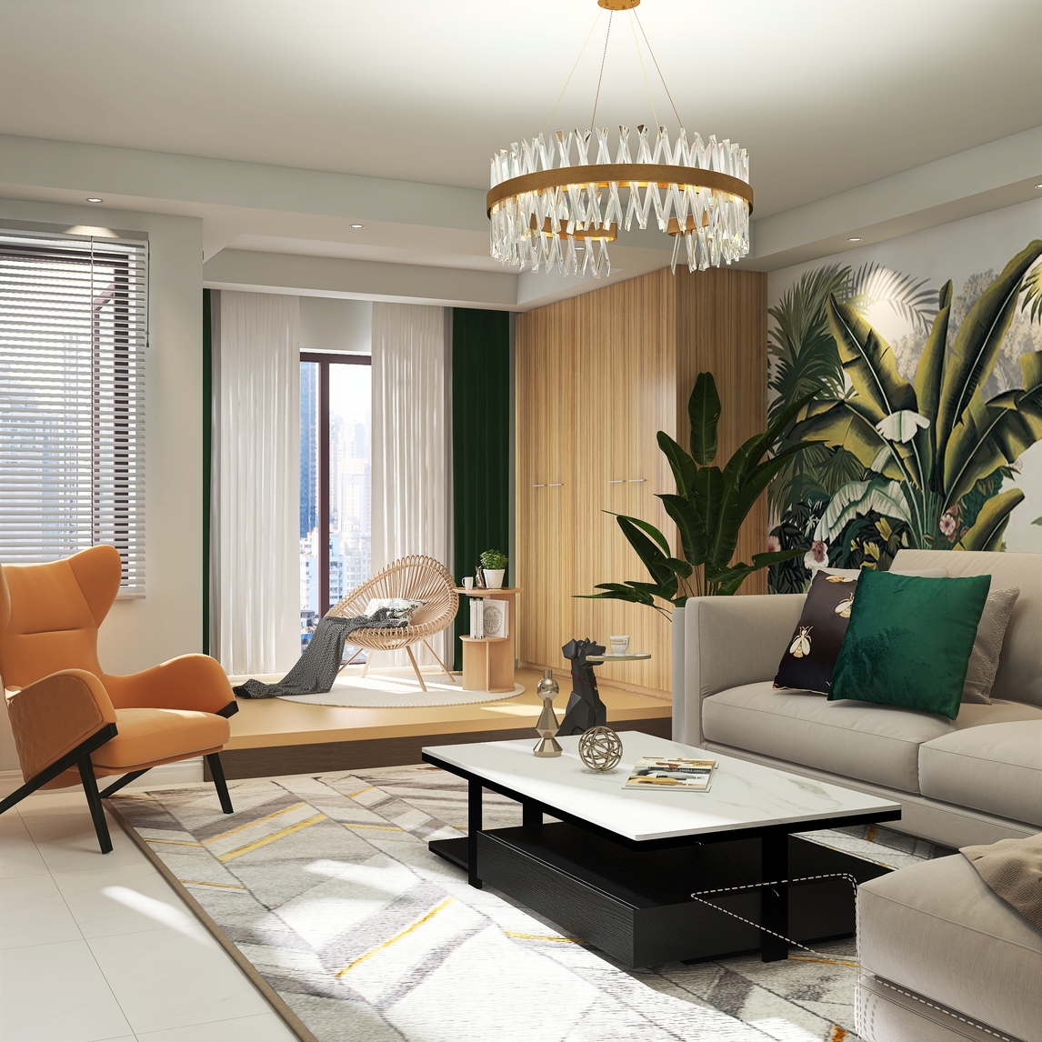 现代清新低调的客厅软装设计